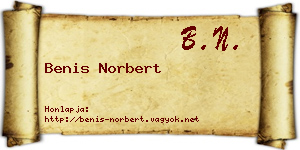 Benis Norbert névjegykártya